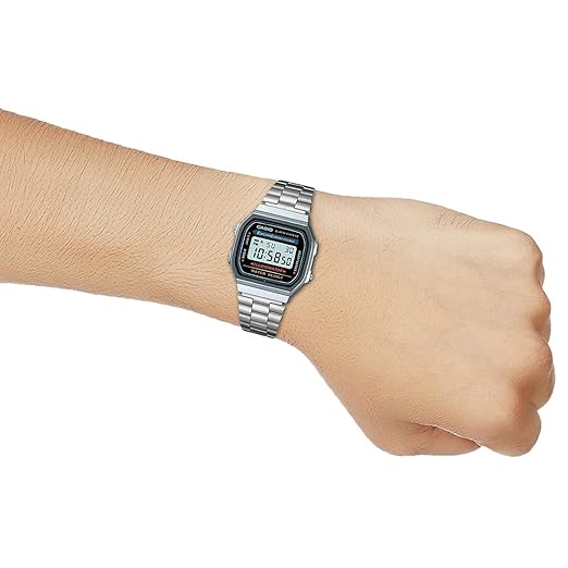 Casio Unisex Vintage A168WA-1WDF Black Digital Dial Silver Stainless Steel Band D131 - Image 3